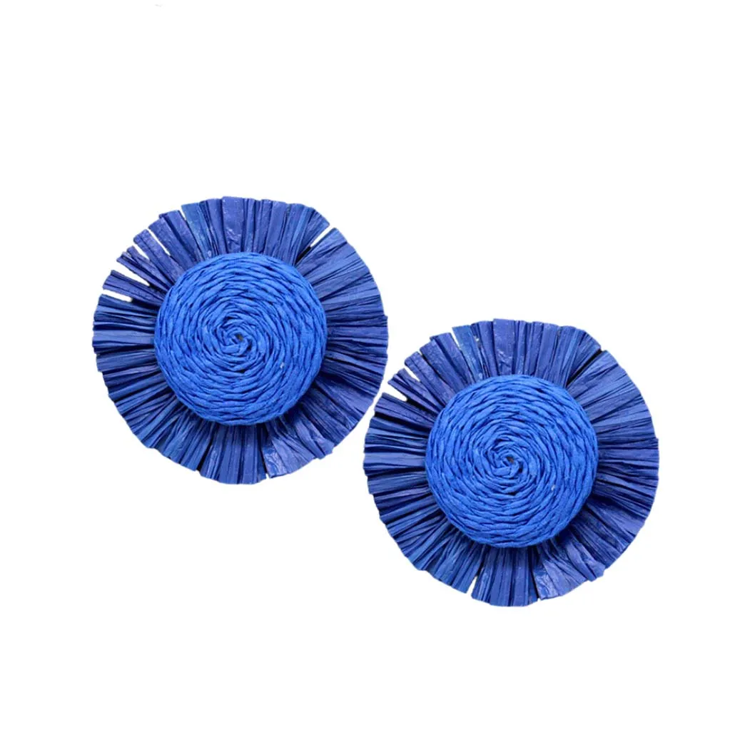 Swirl Raffia Centered Earrings