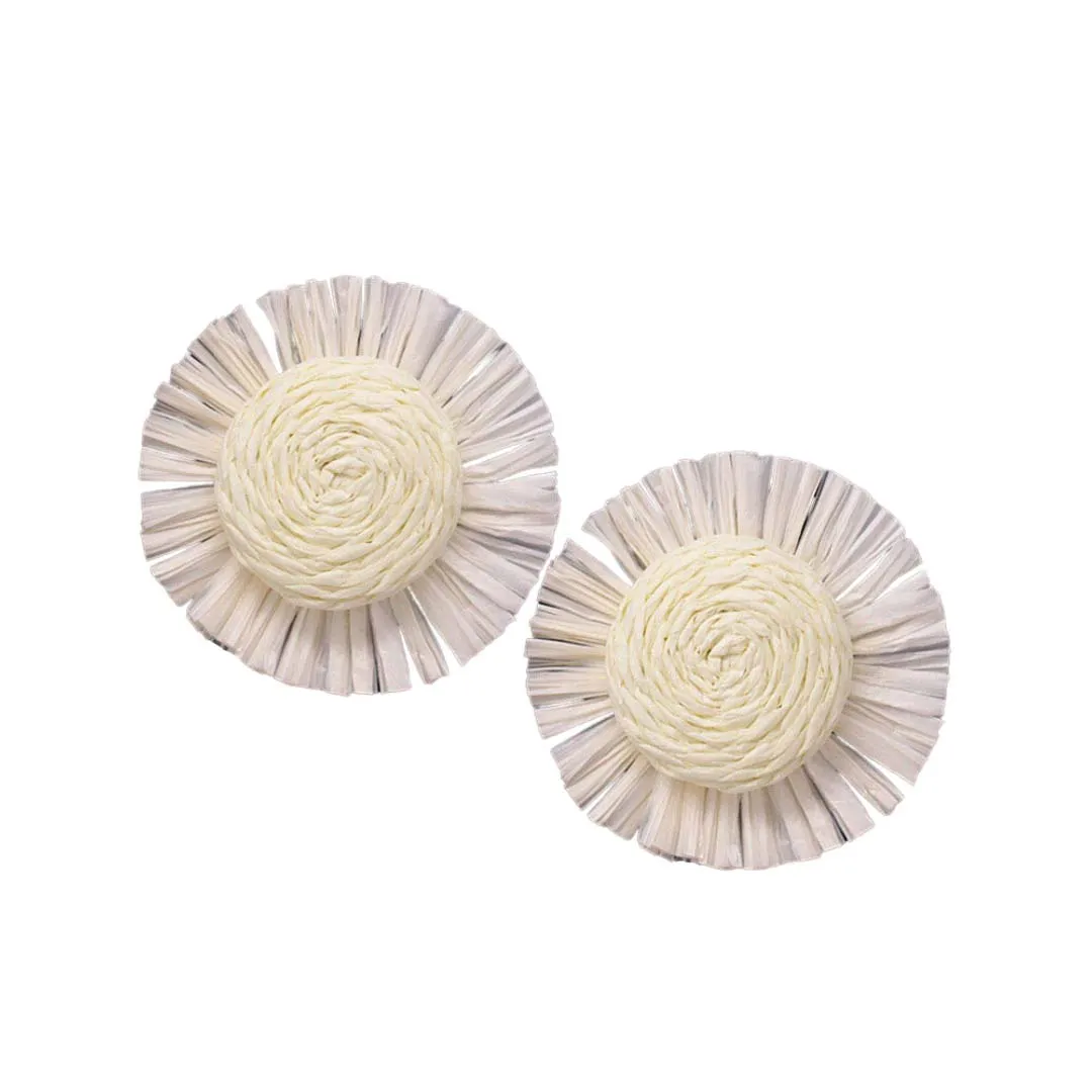 Swirl Raffia Centered Earrings