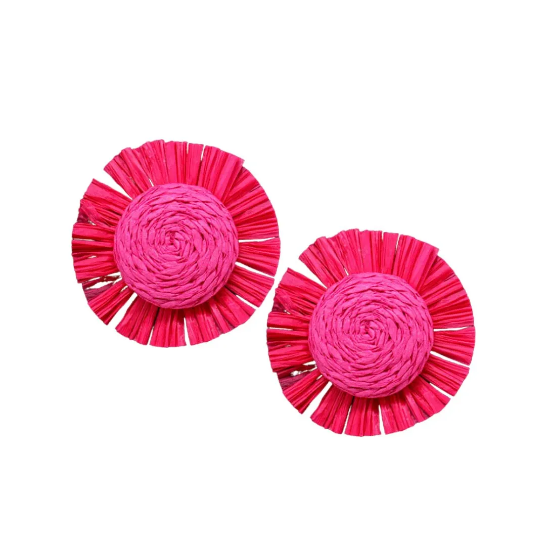 Swirl Raffia Centered Earrings