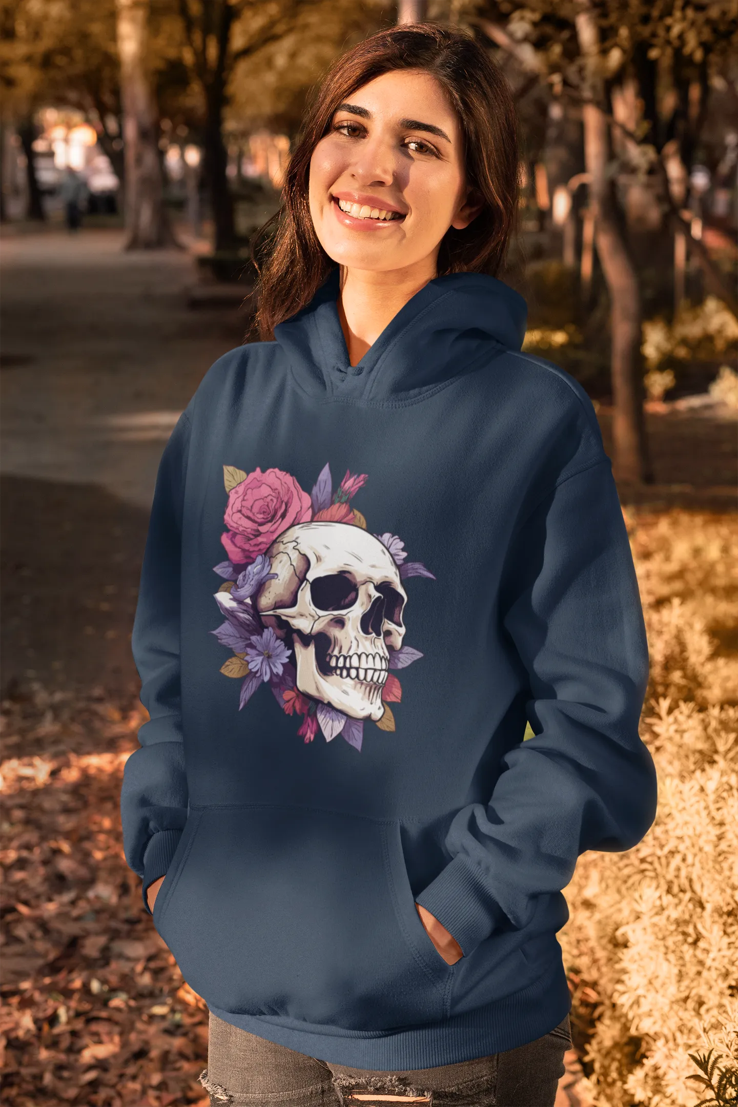 Unisex Bio-Hoodie mit Totenkopf Motiv "Boho Skull"