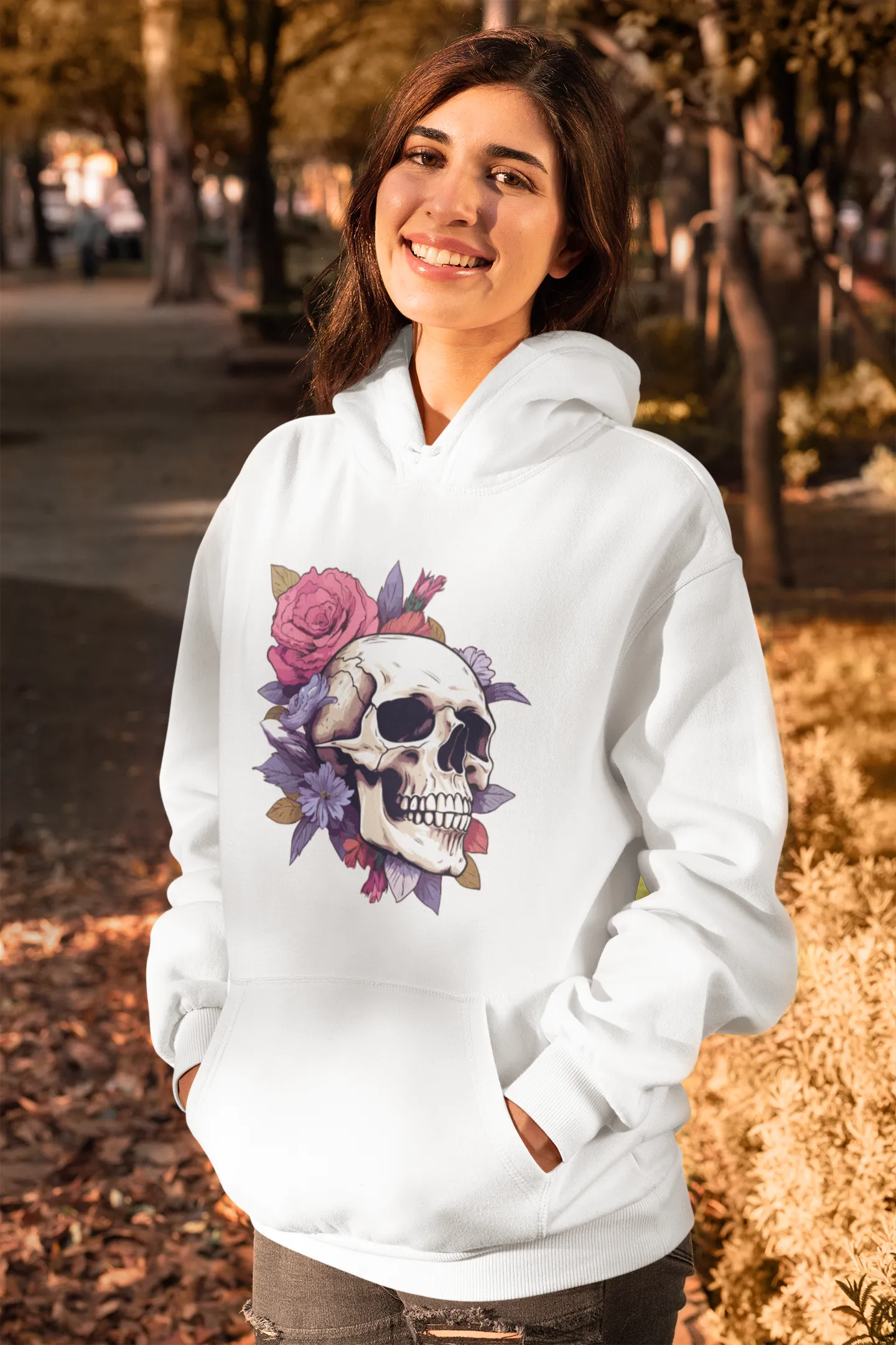 Unisex Bio-Hoodie mit Totenkopf Motiv "Boho Skull"