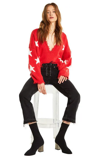 Wildfox Palmetto Sweater Stars Scarlet