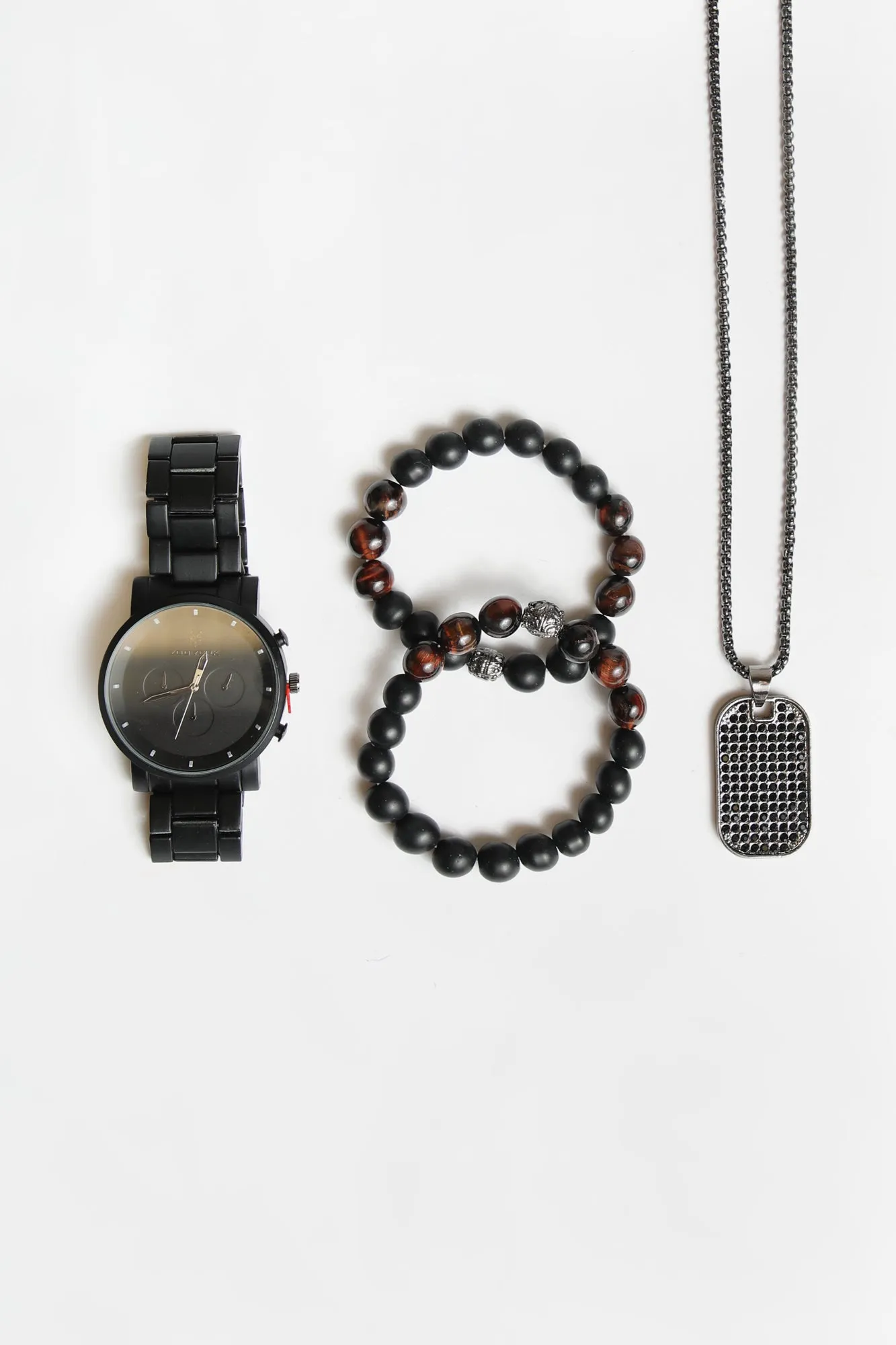 Zoo York Mens Black Dog Tag Watch Set